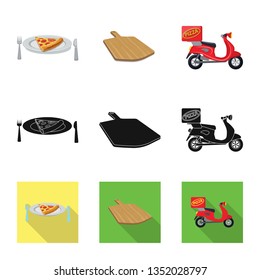 Vector illustration of pizza and food symbol. Collection of pizza and italy stock symbol for web.
