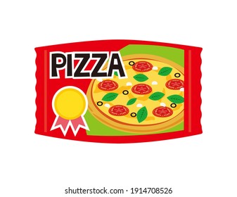 Vector illustration of pizza. frozen food.