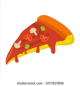 Vector illustration of pizza halved and topped with tomato sauce and cheese. restaurant and food themes, suitable for advertising food products