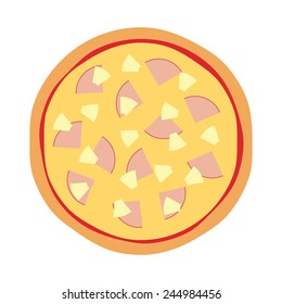 Vector illustration of pizza with ham and pineapple