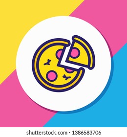Vector illustration of pizza icon colored line. Beautiful celebrate element also can be used as pepperoni icon element.