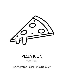 Vector illustration with pizza icon. Outline drawing.