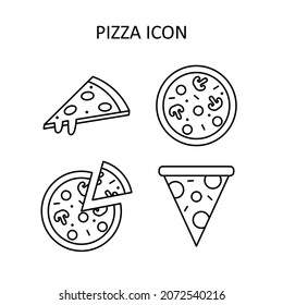 Vector illustration with pizza icon. Outline drawing.