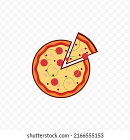 Vector illustration of pizza icon sign and symbol. colored icons for website design .Simple design on transparent background (PNG).