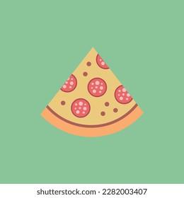 Vector illustration of pizza icon, pizza slice with sausage, pepperoni.