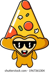 Vector illustration of pizza mascot costume triangle cartoon character