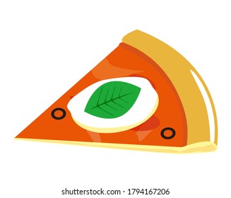 Vektorgrafik von Pizza. Pizza mit Mozzarella und Basilikum