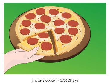 vector illustration of pizza on isolate background;  Pizza slice vector