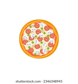 vector illustration of pizza on isolate background. Traditional italian fast food. Top view meal. European snack