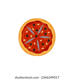 vector illustration of pizza on isolate background. Traditional italian fast food. Top view meal. European snack