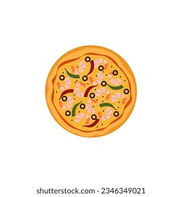vector illustration of pizza on isolate background. Traditional italian fast food. Top view meal. European snack
