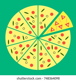 vector illustration of pizza on isolate background