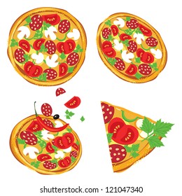 Vector illustration of pizza on white background