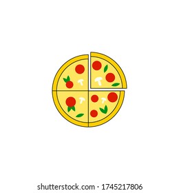 vector illustration of pizza on white isolate background