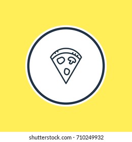 Vector Illustration Of Pizza Outline. Beautiful Cafe Element Also Can Be Used As Pepperoni Element.