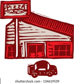 Vector Illustration Of Pizza Parlor