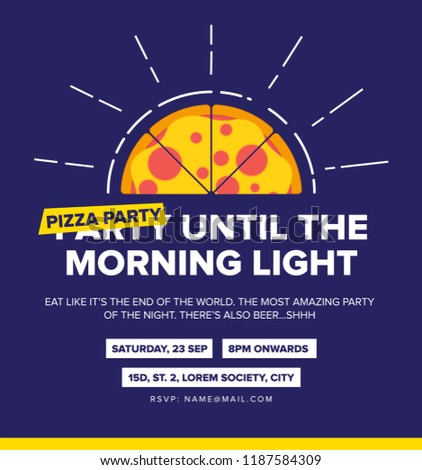 vector illustration pizza pizza party flyer stock vector royalty