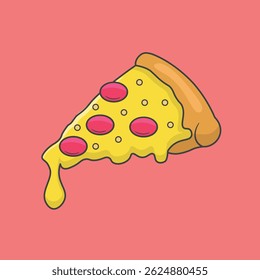 ilustração vetorial de pizza com pepperoni