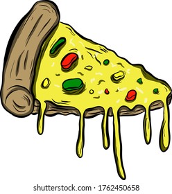 Ilustración vectorial de la pizza. Perfecto para pegatinas, carteles de menú de comida, etc.