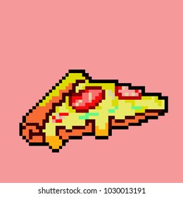  Vector Illustration Pizza In Pixel Art