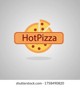 vector illustration with pizza and sign