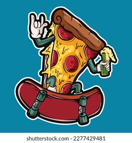 vector illustration of pizza skateboard . perfect for sticker,logo,tshirt and merchandise