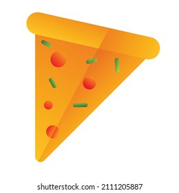 Vector illustration. Pizza slice with cheese and pepperoni.  Hand-drawn pizza icon and symbol. fast food