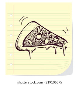 Vector illustration of pizza slice in doodle style