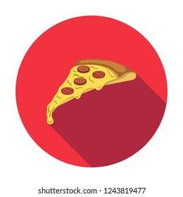 Vector illustration. Pizza slice with melted cheese and pepperoni.