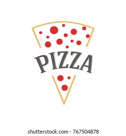 Vector illustration. Pizza slice with melted cheese and pepperoni. Cartoon sticker in comic style with contour. Decoration for greeting cards, posters, patches, prints for clothes, emblems