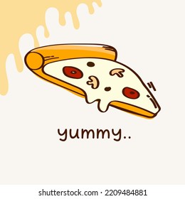 vector illustration of pizza slices, colored pizzas and black and white pizza drawings. yummy pizza