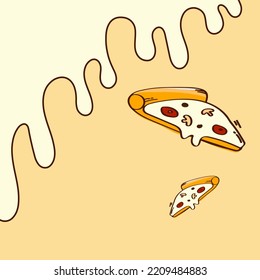 vector illustration of pizza slices, colored pizzas and black and white pizza drawings. yummy pizza
