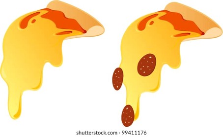 Vector illustration of pizza slices loaded with cheese.