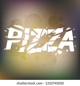 Vector illustration of Pizza text, logotype, emblems, badges, elements and icons. Pizza typography poster, pizzeria cafe, restaurant or logo.