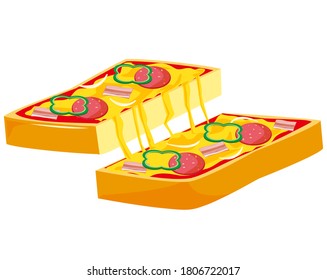 Vector illustration of pizza toast . 