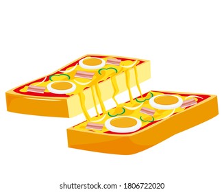 Vector illustration of pizza toast . 