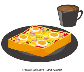 Vector illustration of pizza toast . 