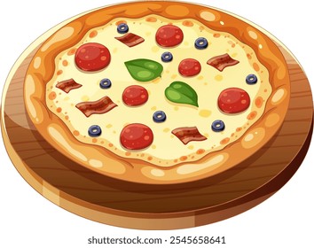Ilustração vetorial de uma pizza com coberturas