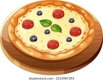 Vector illustration of a pizza with toppings