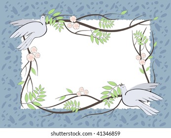 Vector  illustration with the place for text with birds and branches