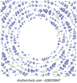 Vector illustration. Place for text. Lavender frame, botany, floral. The perfect design for greeting card, packaging, wedding card, kitchen decor, cosmetics, natural, organic products