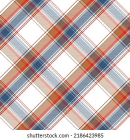 vector illustration of plaid pattern on White background  red, blue, orange, and White lines contrast beautifully on a White background. for background.