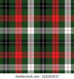 Vector Illustration Of Plaid Pattern On green Background The red, black lines contrast nicely with the white lines on a green background. for background.