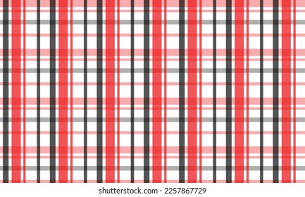 Vector illustration of a plaid,check,loincloth, pattern, beautifully contrasting White, red and black lines for background and textile fashion and so on.