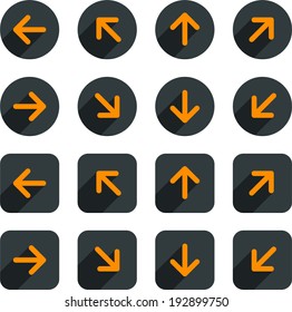 Vector illustration of plain arrow icons. Flat design. 