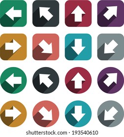 Vector illustration of plain arrow icons. Flat design. 