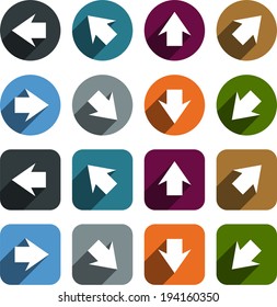 Vector illustration of plain arrow icons. Flat design. 