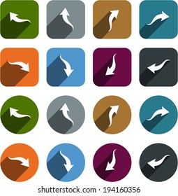 Vector illustration of plain arrow icons. Flat design. 