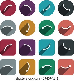 Vector illustration of plain arrow icons. Flat design.  