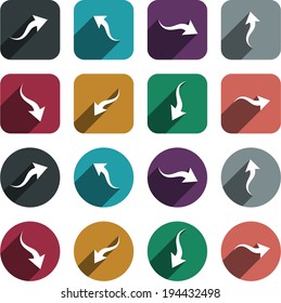 Vector illustration of plain arrow icons. Flat design. 